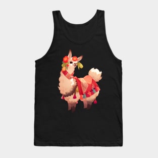 Cute LLama With Colorful Peruvian Flowers Tank Top